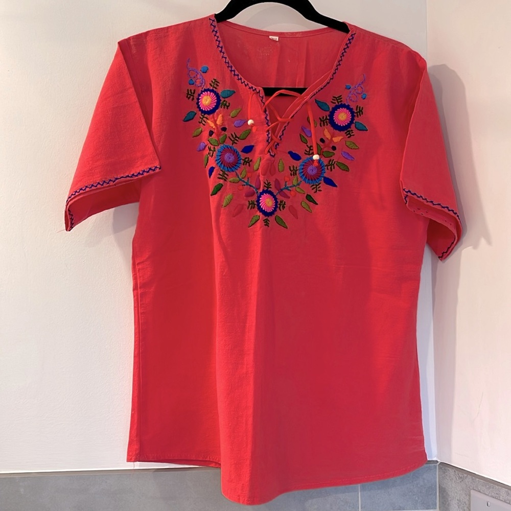 Mexican hand embroidered top